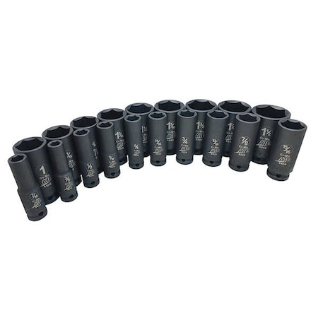 Atd Tools ATD 19-Piece 1/2-inch Drive 6 Point SAE Deep Impact Socket Set 44419